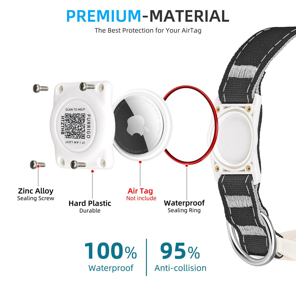 Collar Furrigo con código QR escaneable para acceso rápido al perfil de la mascota.