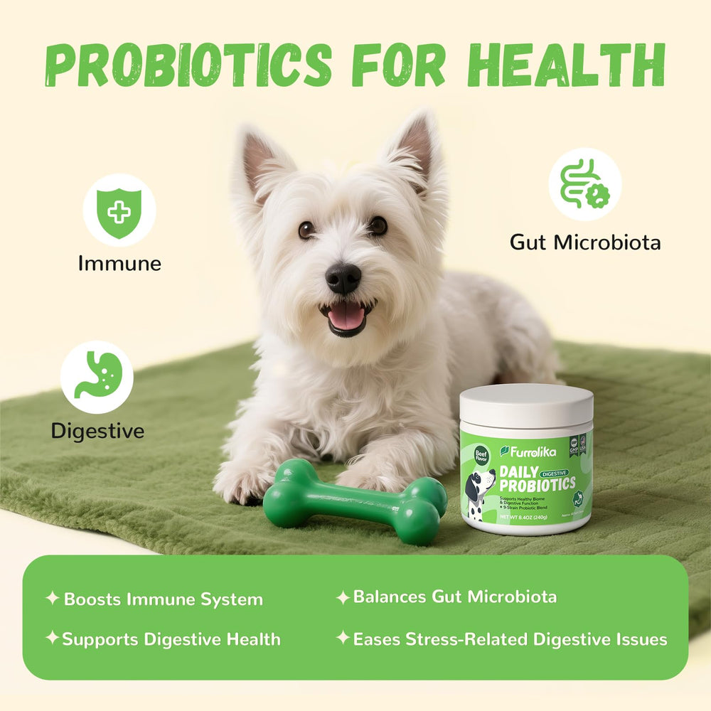 Furrolika Probioticos Perros envase frontal; fácil administración diaria.