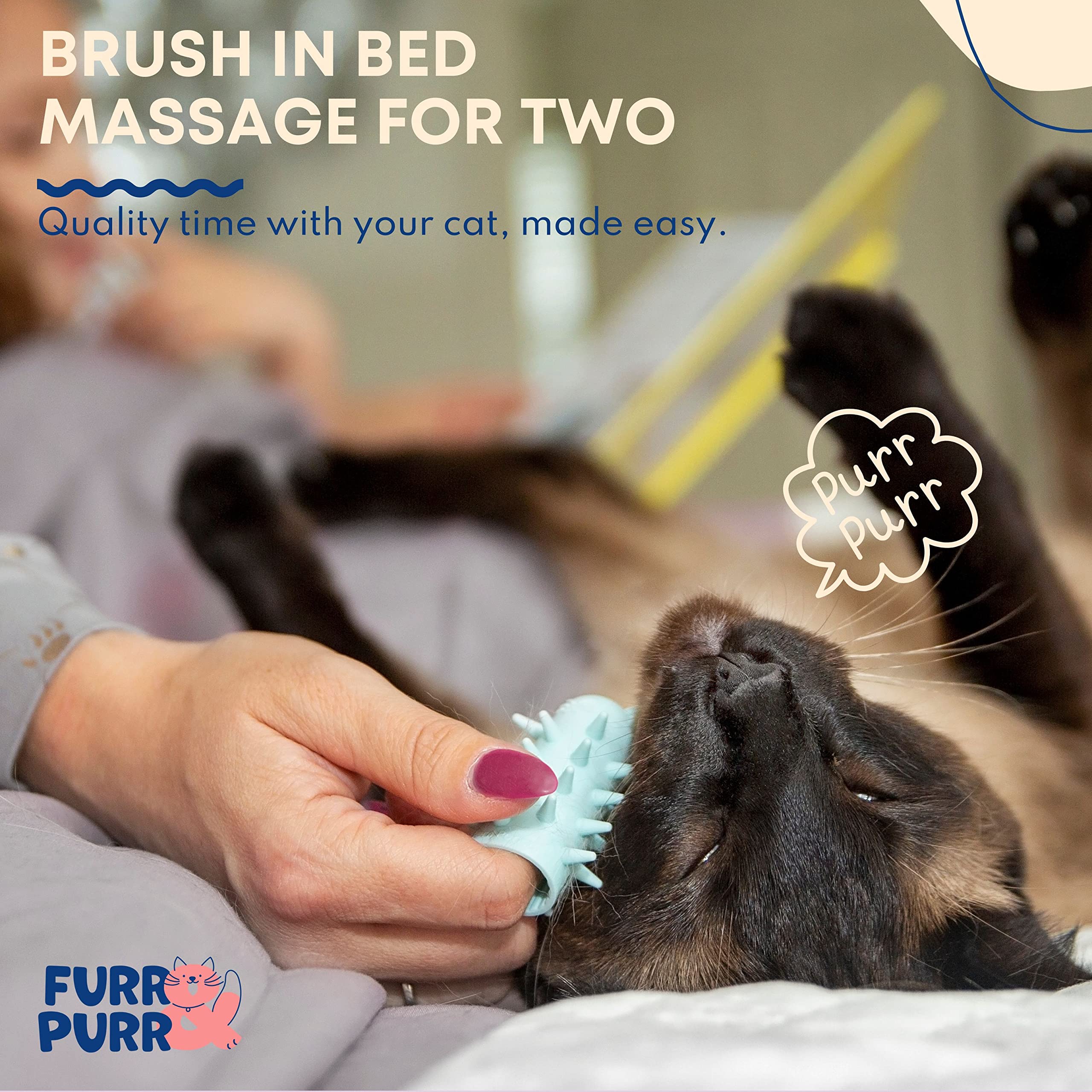 Masaje facial para gato Furr&Purr, favorece el vínculo diario.