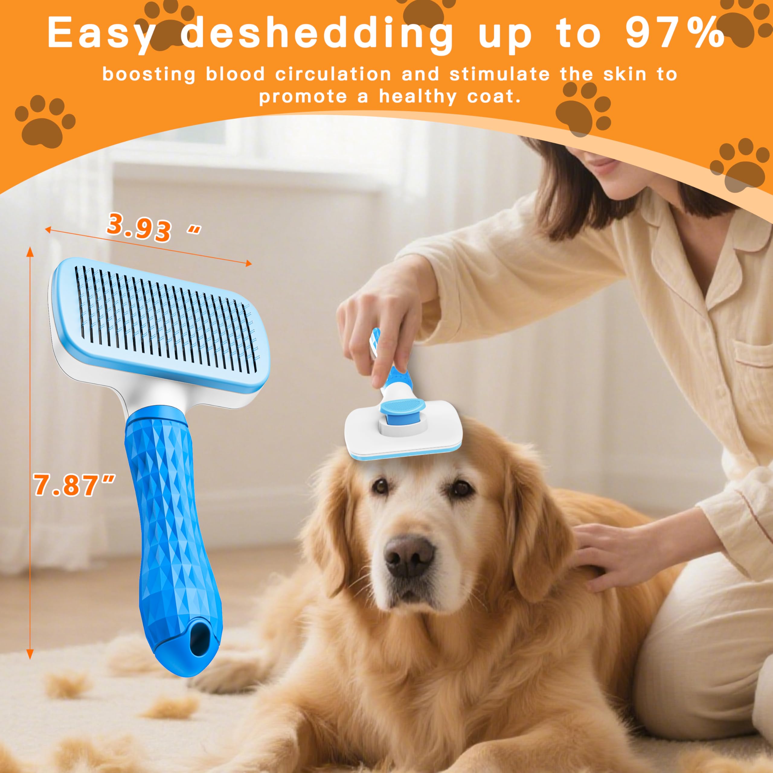 Mango ergonómico de Furry Fun para agarre cómodo durante peinado.