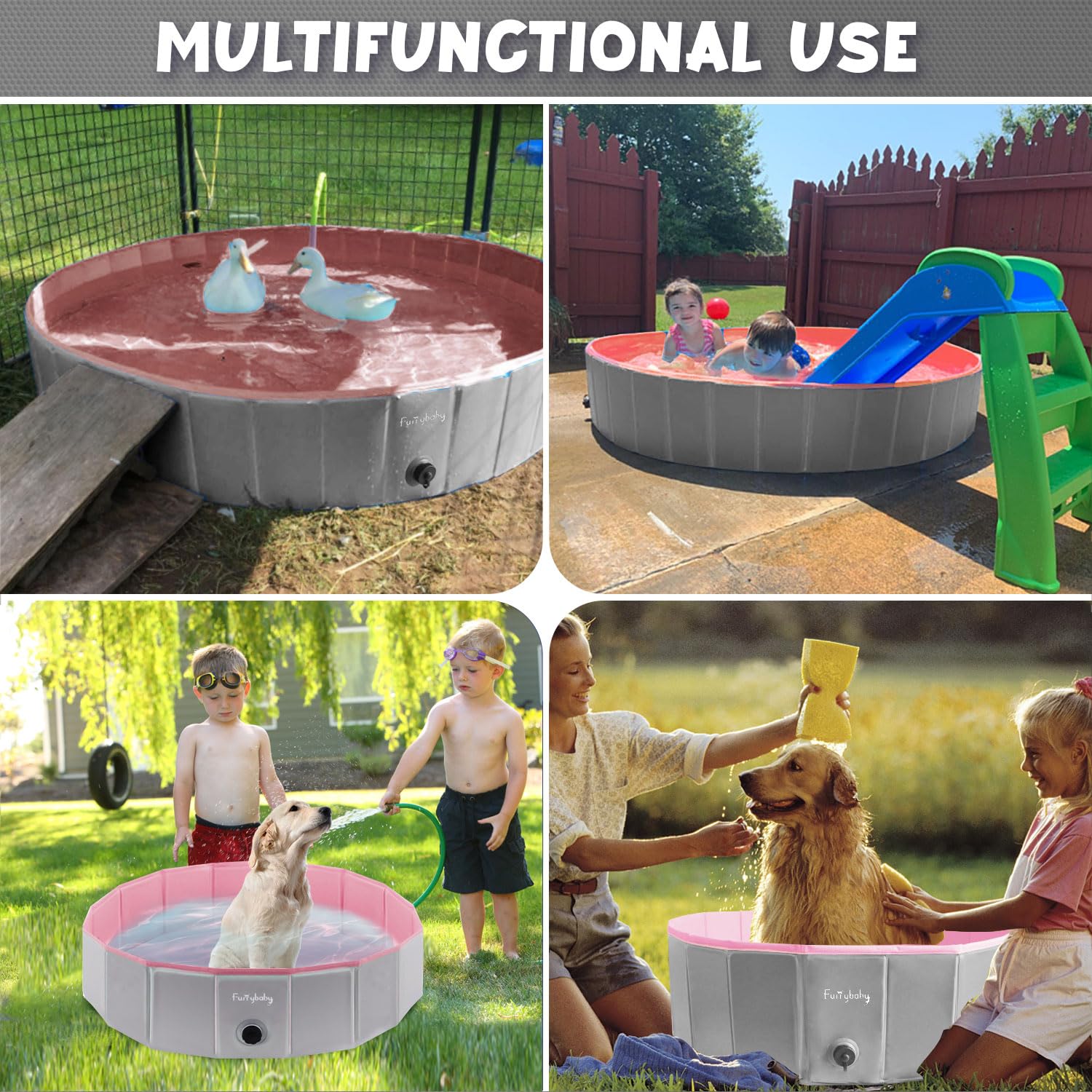 Almacenaje compacto de la piscina Furrybaby tras usarla