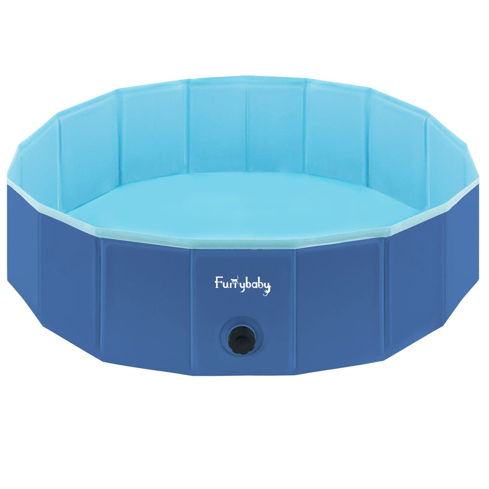Piscina Furrybaby fácil de guardar cuando está plegada.