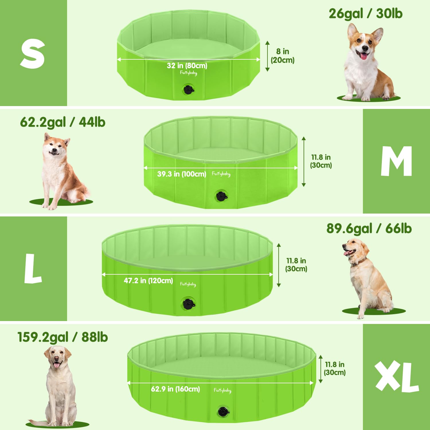 furrybaby piscina-perro-transporte-plegable fácil de guardar y llevar en viajes.