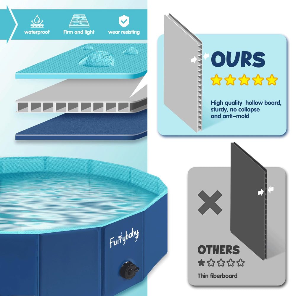 Piscina para perros plegable Furrybaby, uso interior y exterior.