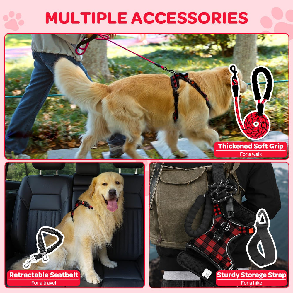 Arnés plaid FURRYFECTION para perro pequeño con correas ajustables para mejor ajuste.