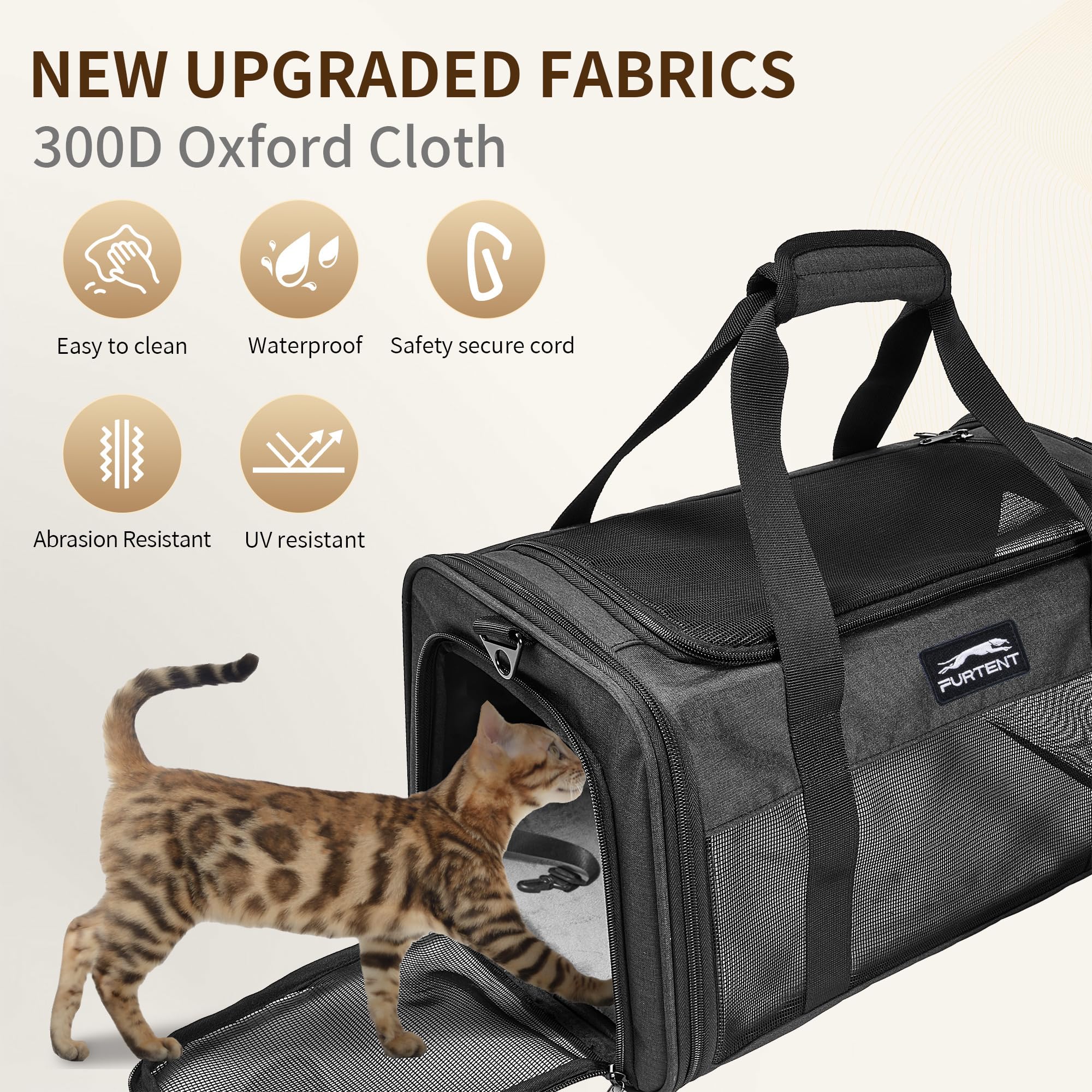 Furtent caja de arena plegable integrada para gatos durante el viaje.
