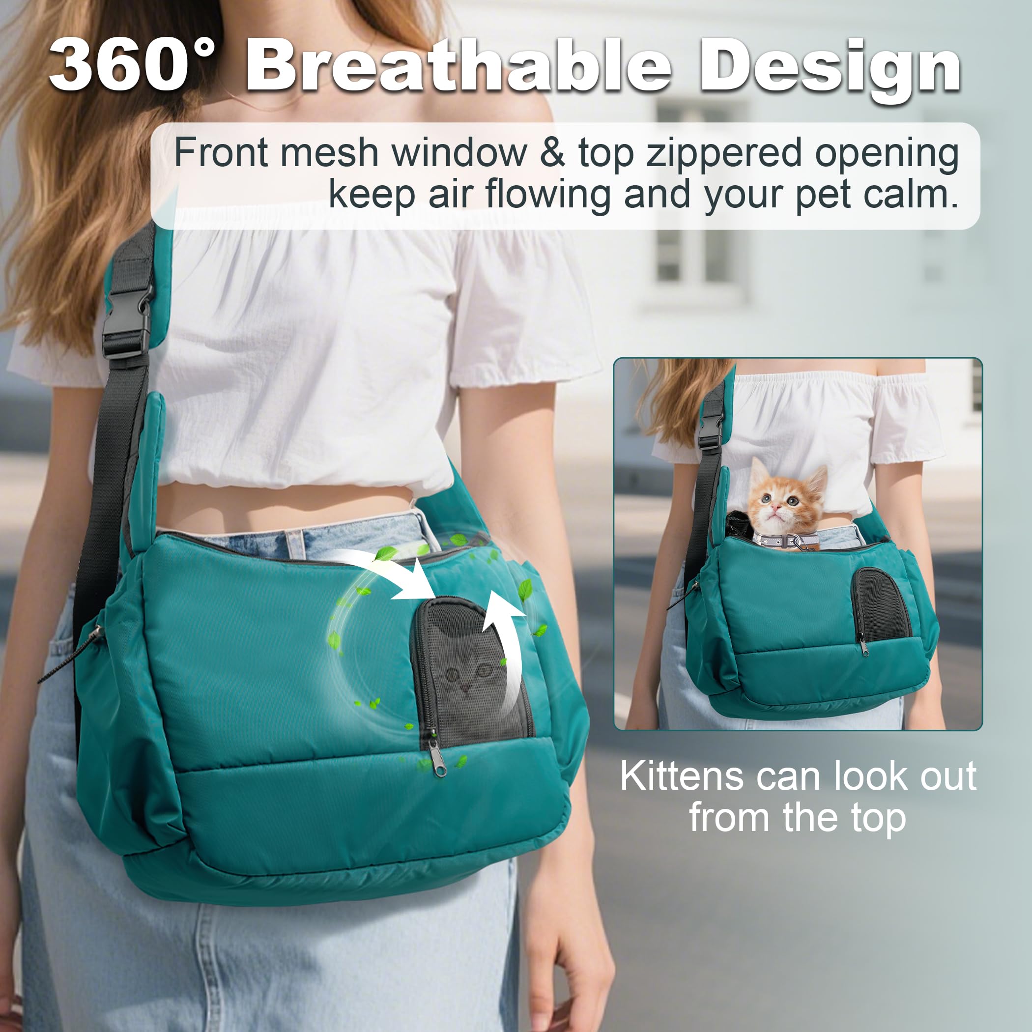 Furtent Cat Sling con malla ventilada frontal para mejor ventilación y comodidad
