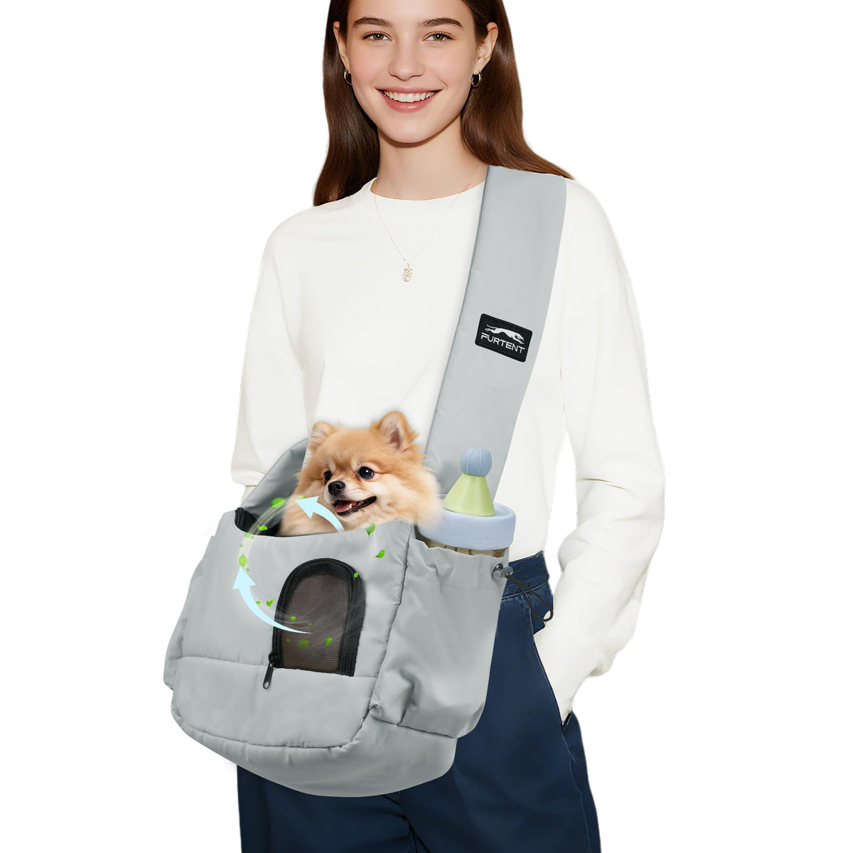 Sling Furtent con correa ergonómica para paseos cómodos.