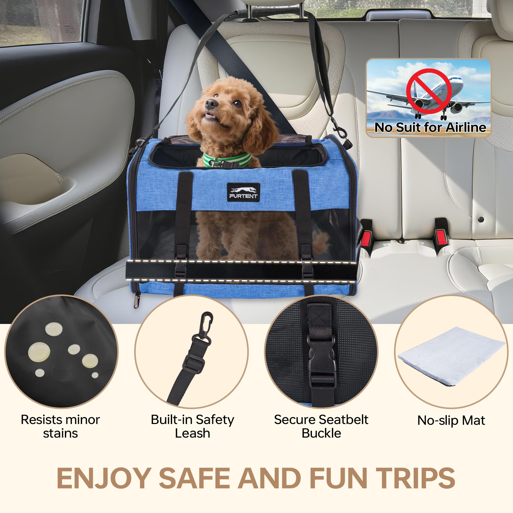 Furtent transportín interior, espacio amplio para estirar durante el viaje.