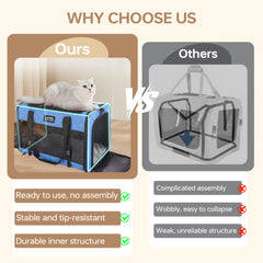 Furtent transportín con tres puertas de malla para mejor ventilación.
