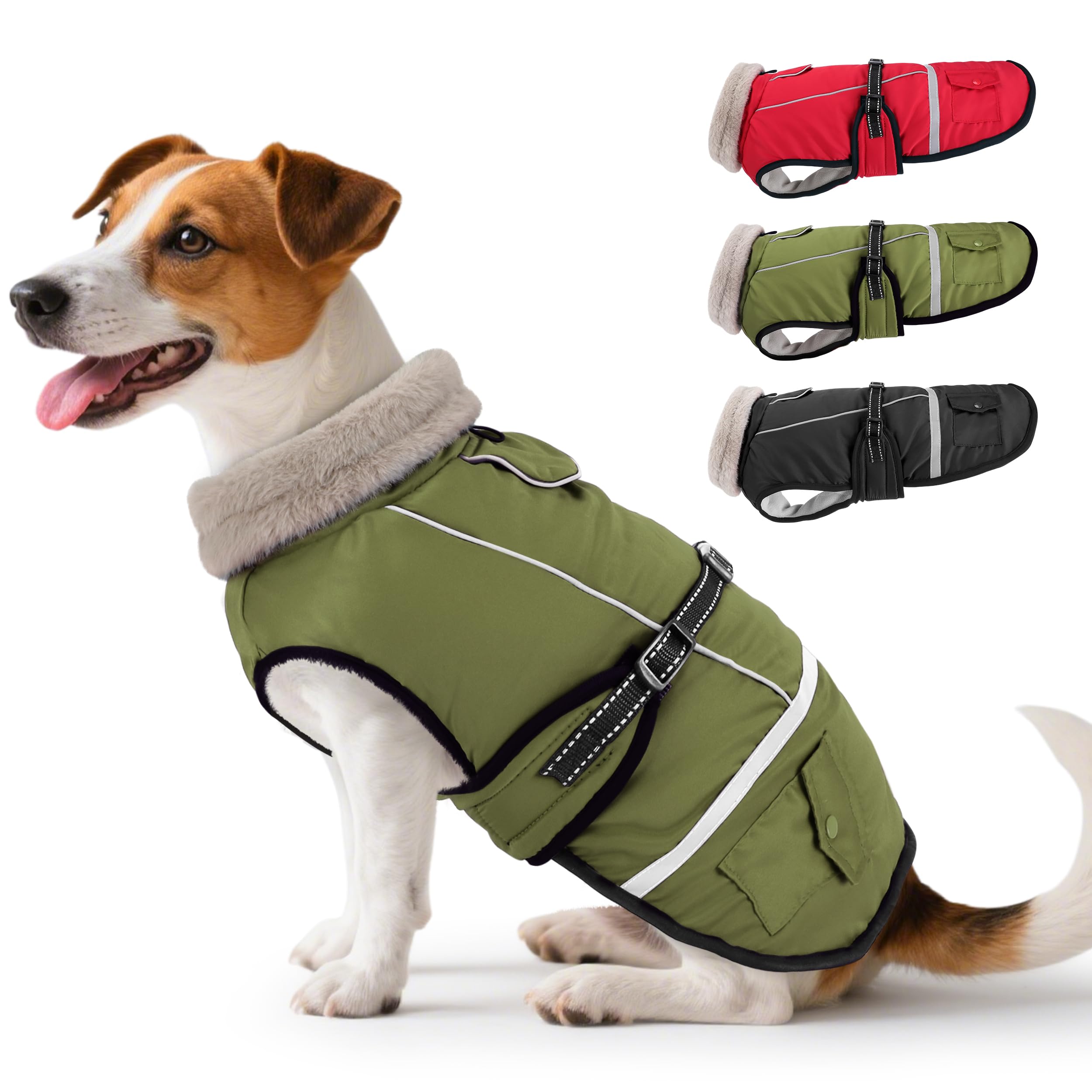FURTIME abrigo-perro-invierno-reflectante para paseos nocturnos seguros.