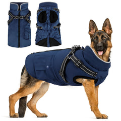 FURTIME abrigo para perros con arnés incorporado, ideal para paseos seguros en frío.