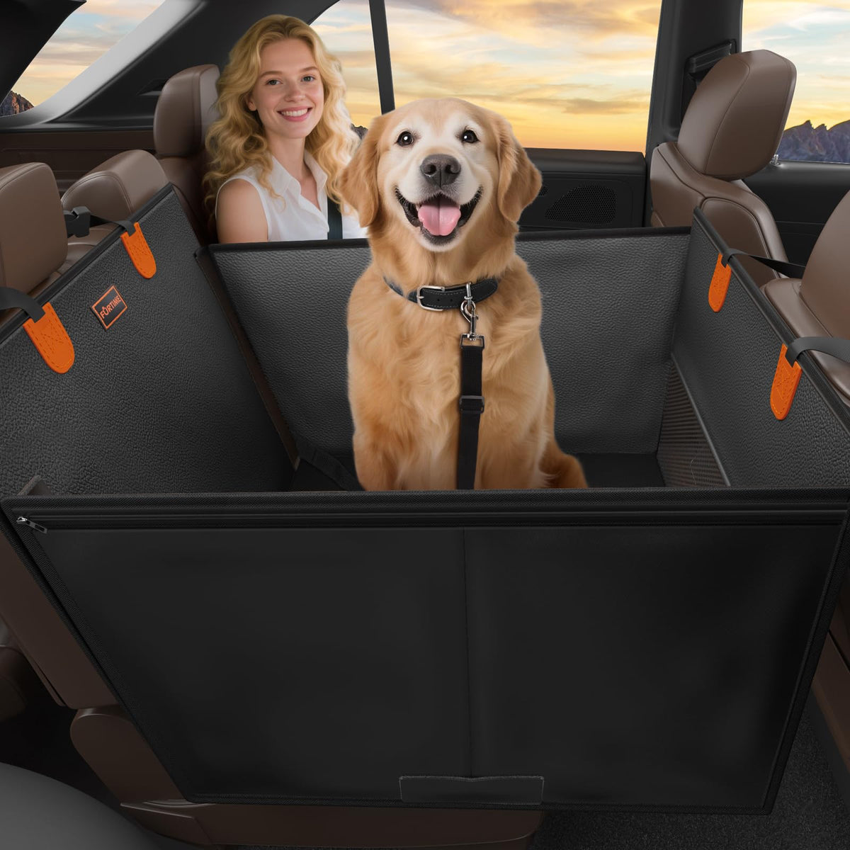 FURTIME: asiento-coche-perros-grande-cuero-pu protege los asientos y evita salpicaduras