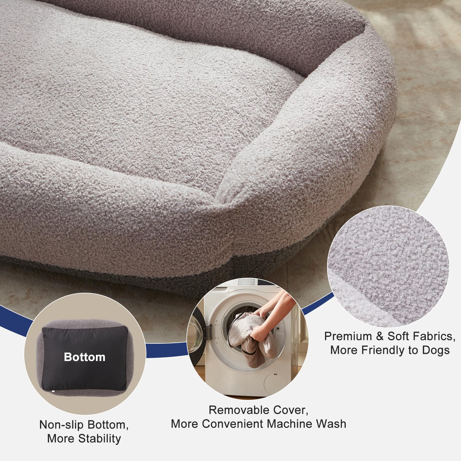 Base antideslizante de FURTIME para cama de perro gris.