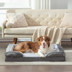 FURTIME: cama ortopédica para perro mediano con diseño en C para mayor confort.