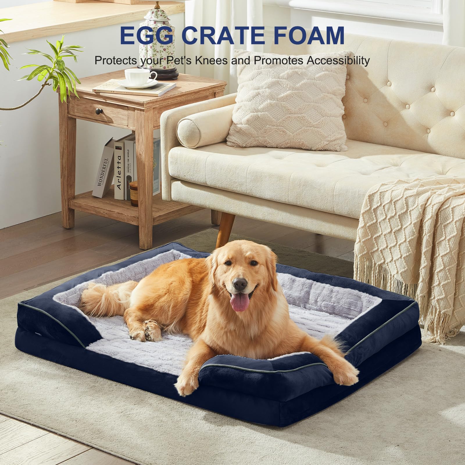 Bolsters laterales de 4 lados en la cama Furtime, mayor comodidad para cuello y cabeza.
