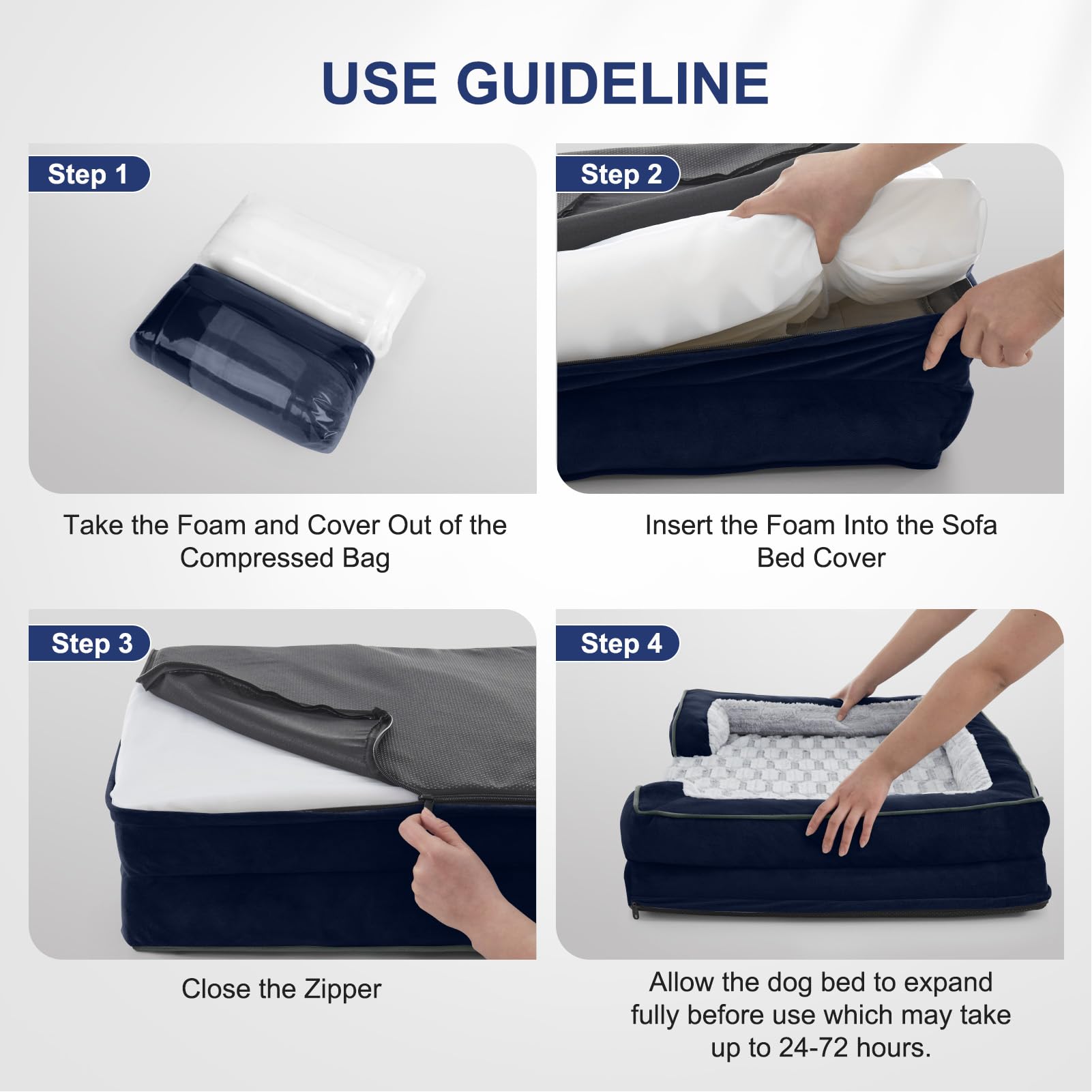 Funda removible de la cama Furtime, fácil lavado para perros pequeños.