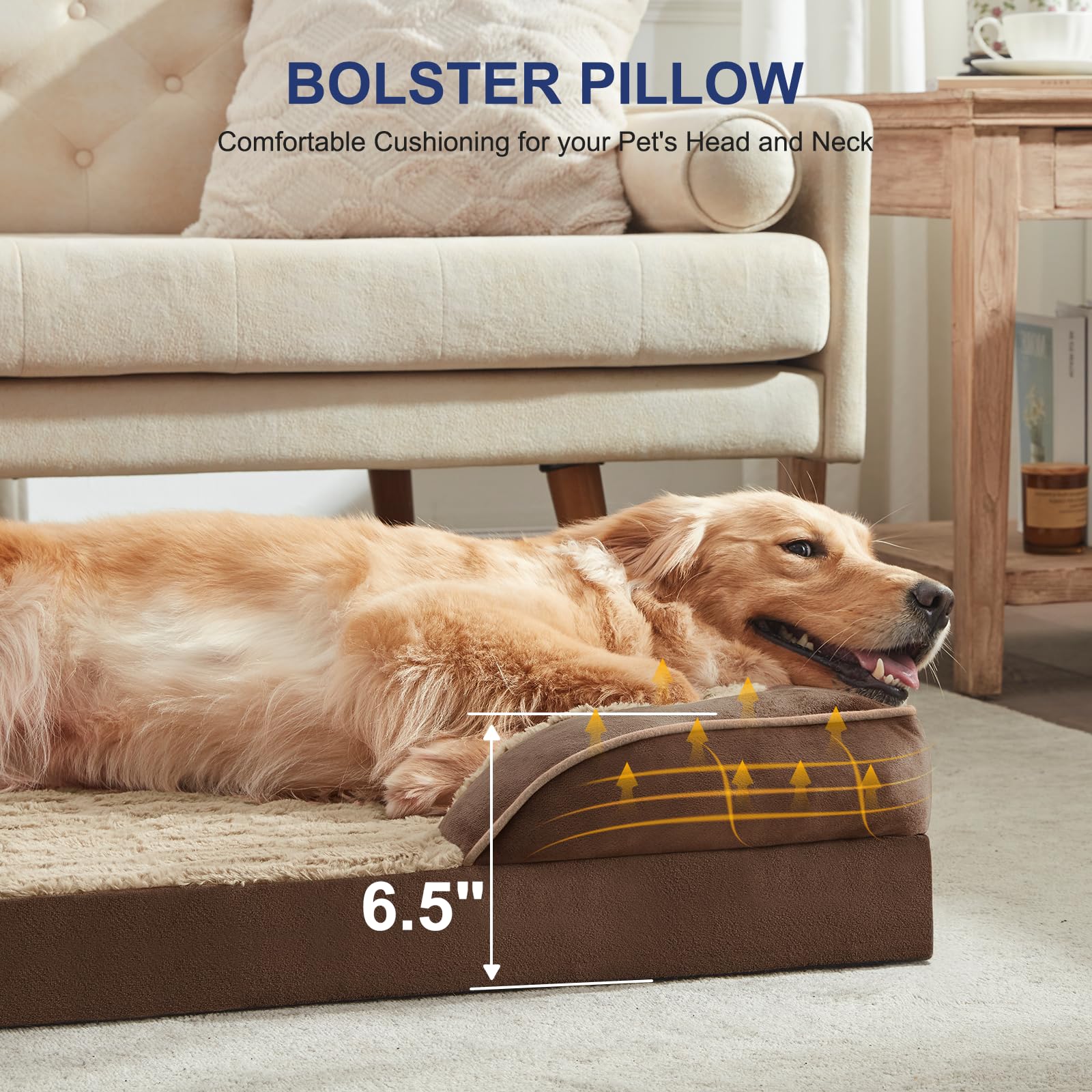 Cama con funda lavable FURTIME y cremallera para limpieza rápida.
