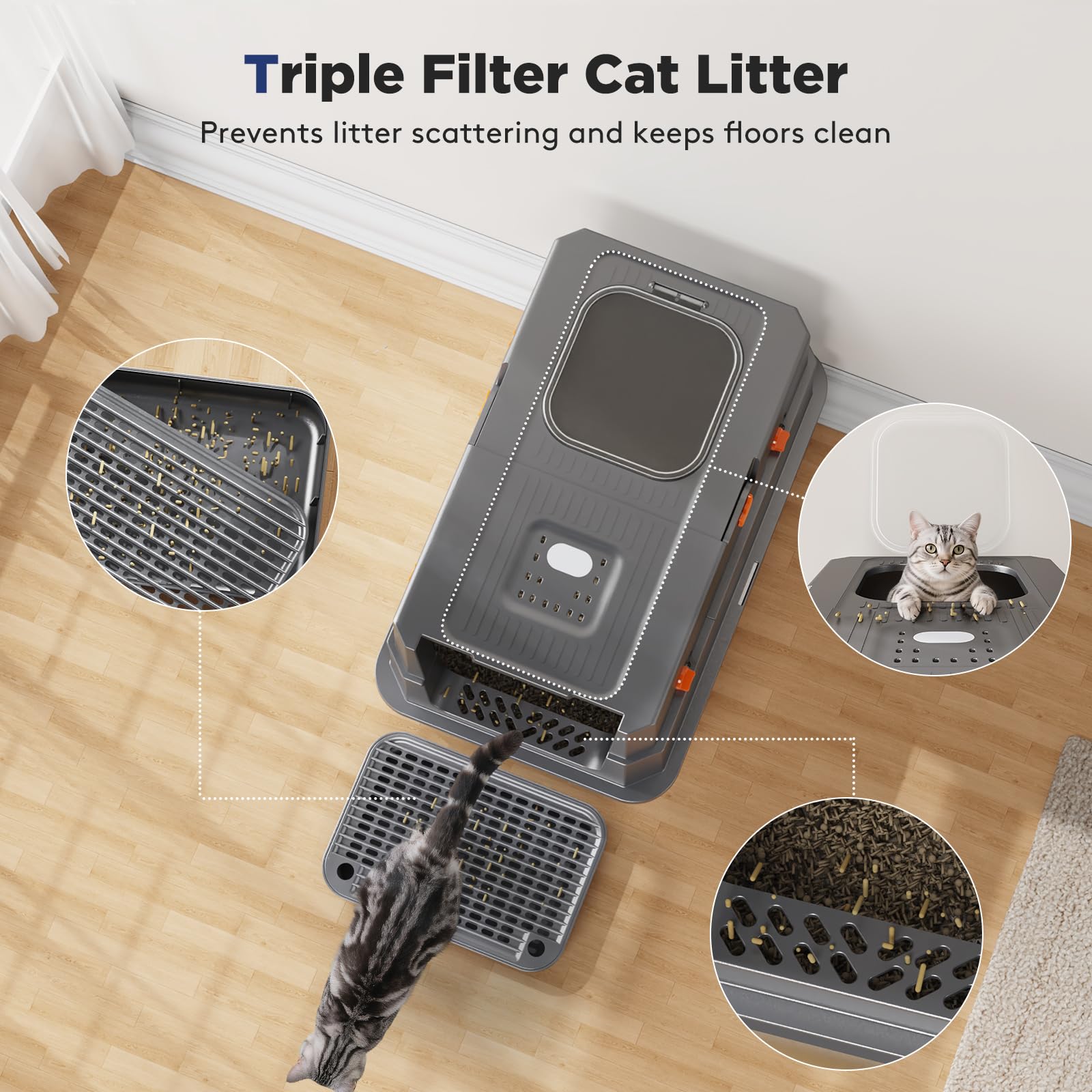 Dimensiones 23 x 15 x 15 pulgadas para gatos grandes