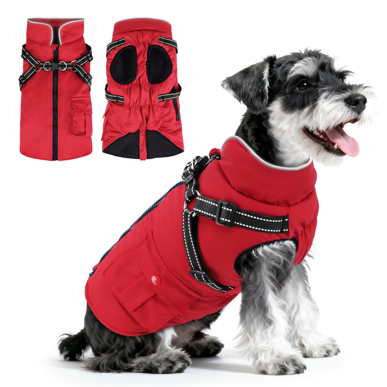 FURTIME capa de invierno para perros con cierre trasero, fácil de poner y limpiar.