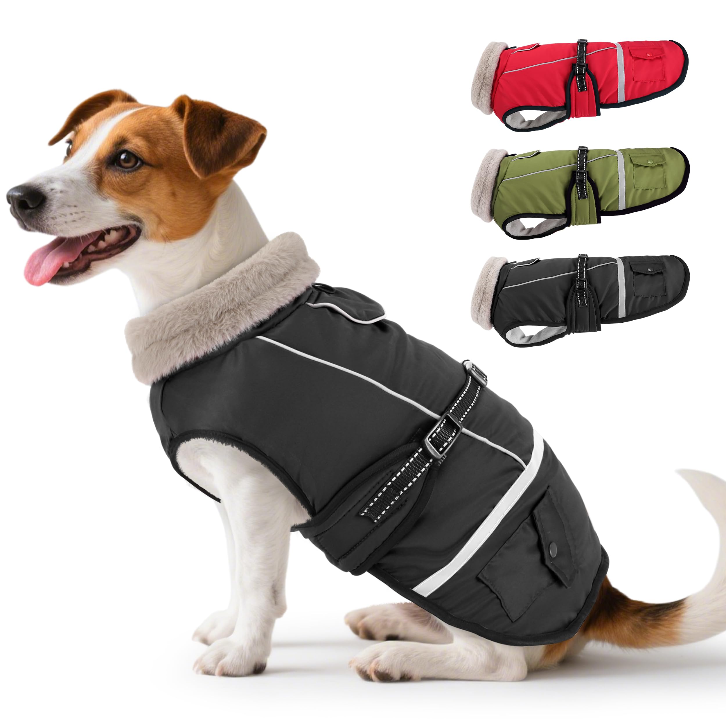 FURTIME chaqueta de perro impermeable con forro polar y reflectante para días fríos