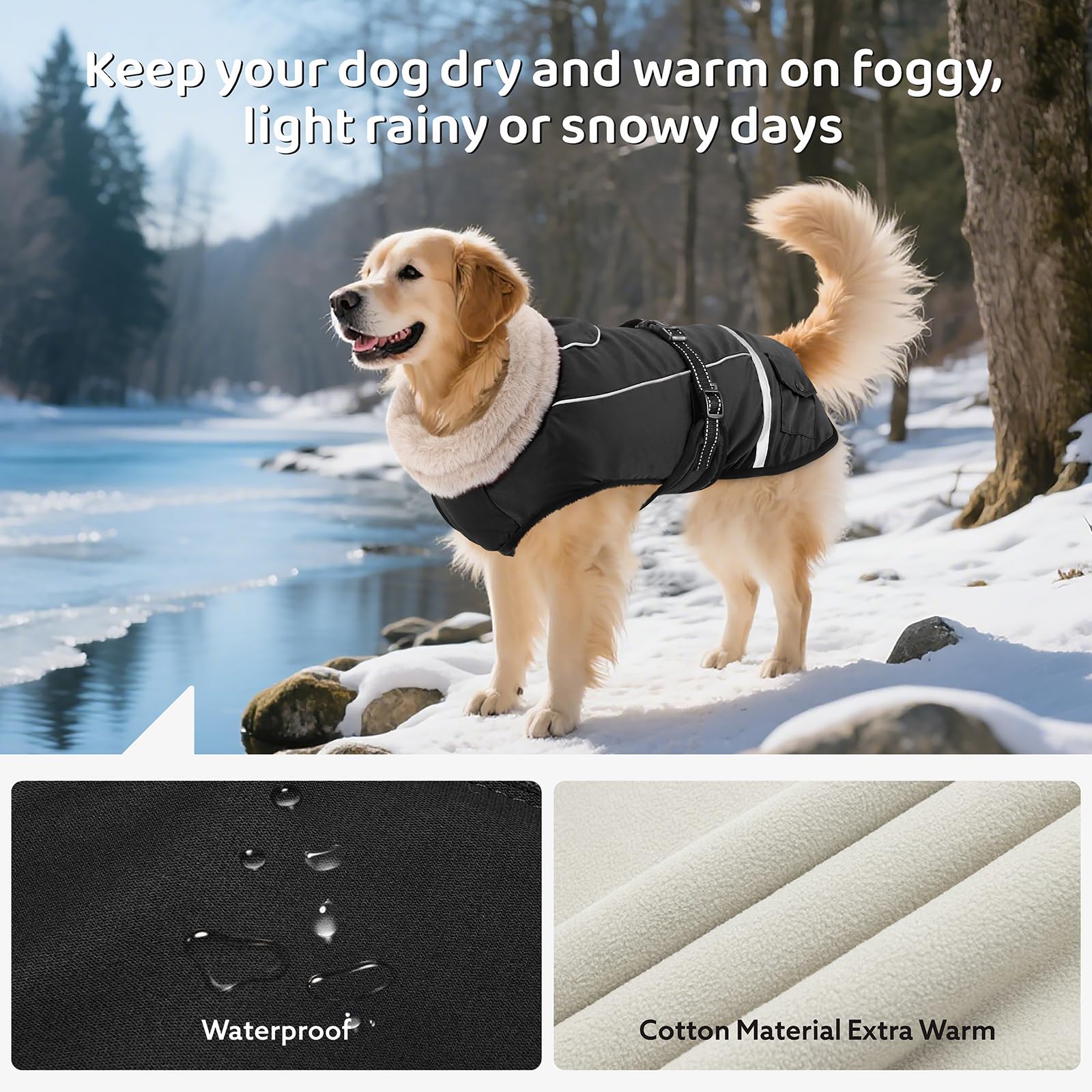 FURTIME interior de forro polar en chaqueta canina para calor durante caminatas