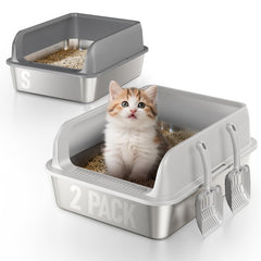 Fusblom: dos cajas de arena de acero inoxidable para hogares con múltiples gatos.