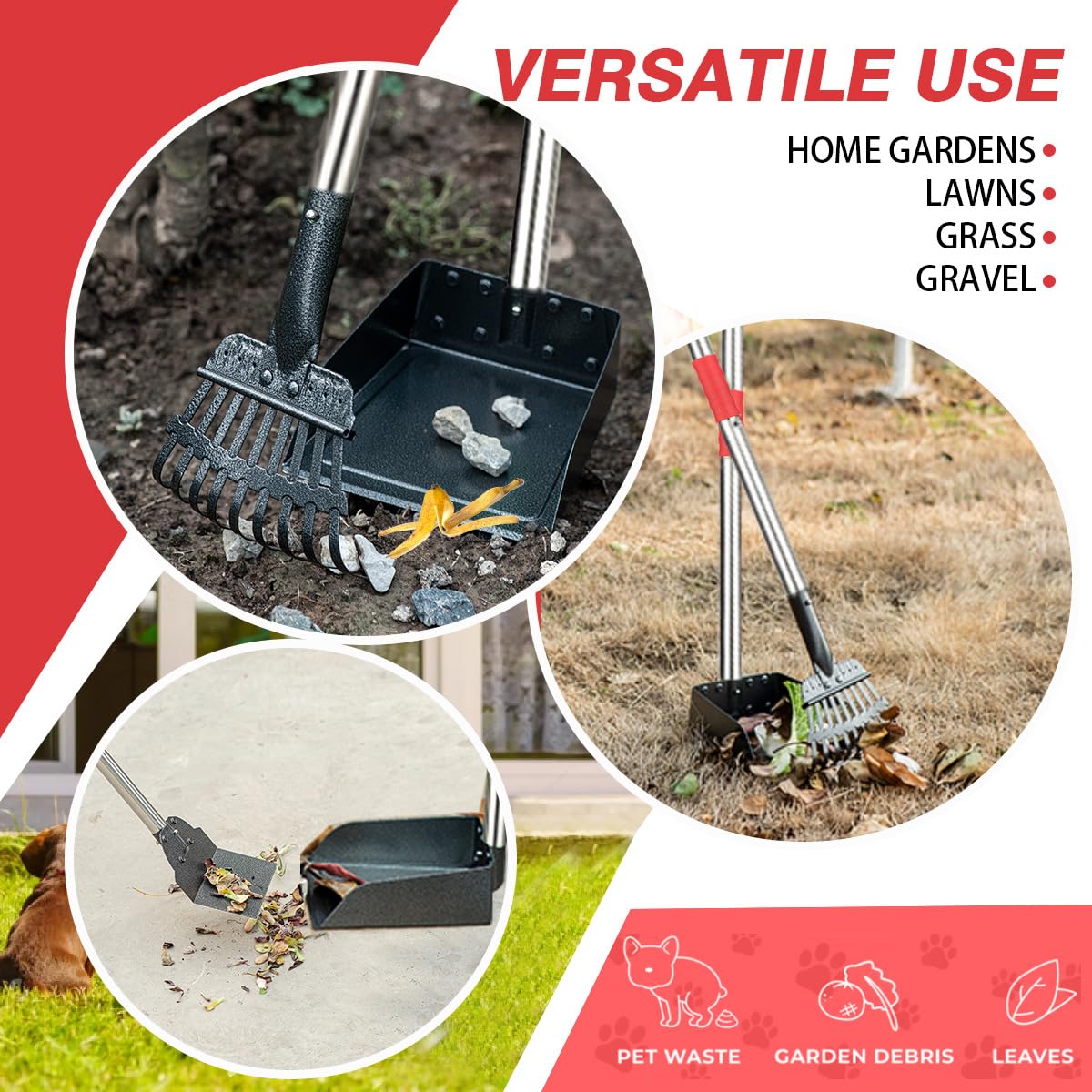 Uso exterior en jardin para recoger desechos en cesped
