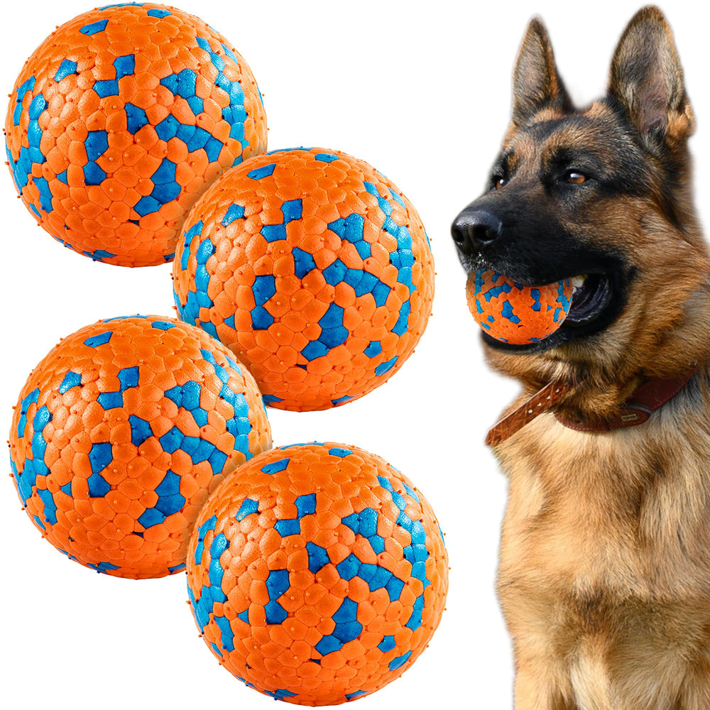 Pelotas FUSOTO para perros, 4 piezas naranja, ideal para juego al aire libre.