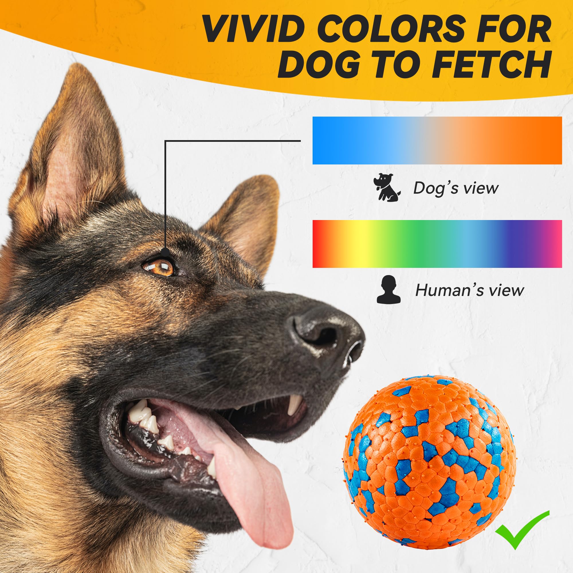 Pelotas FUSOTO naranja de alta visibilidad para localizar rápidamente.