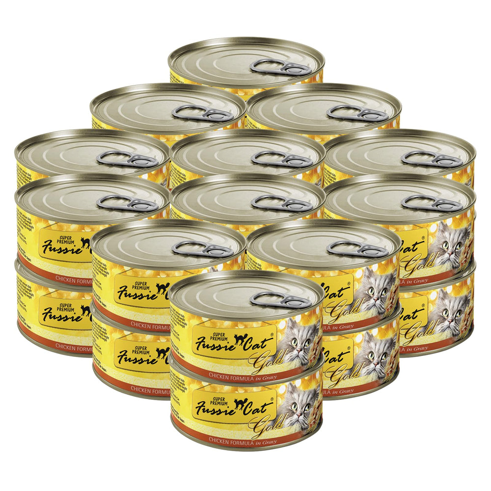 Fussie Cat, fórmula pollo en gravy, lata de 2,82 onzas, aroma sabroso para gatos.