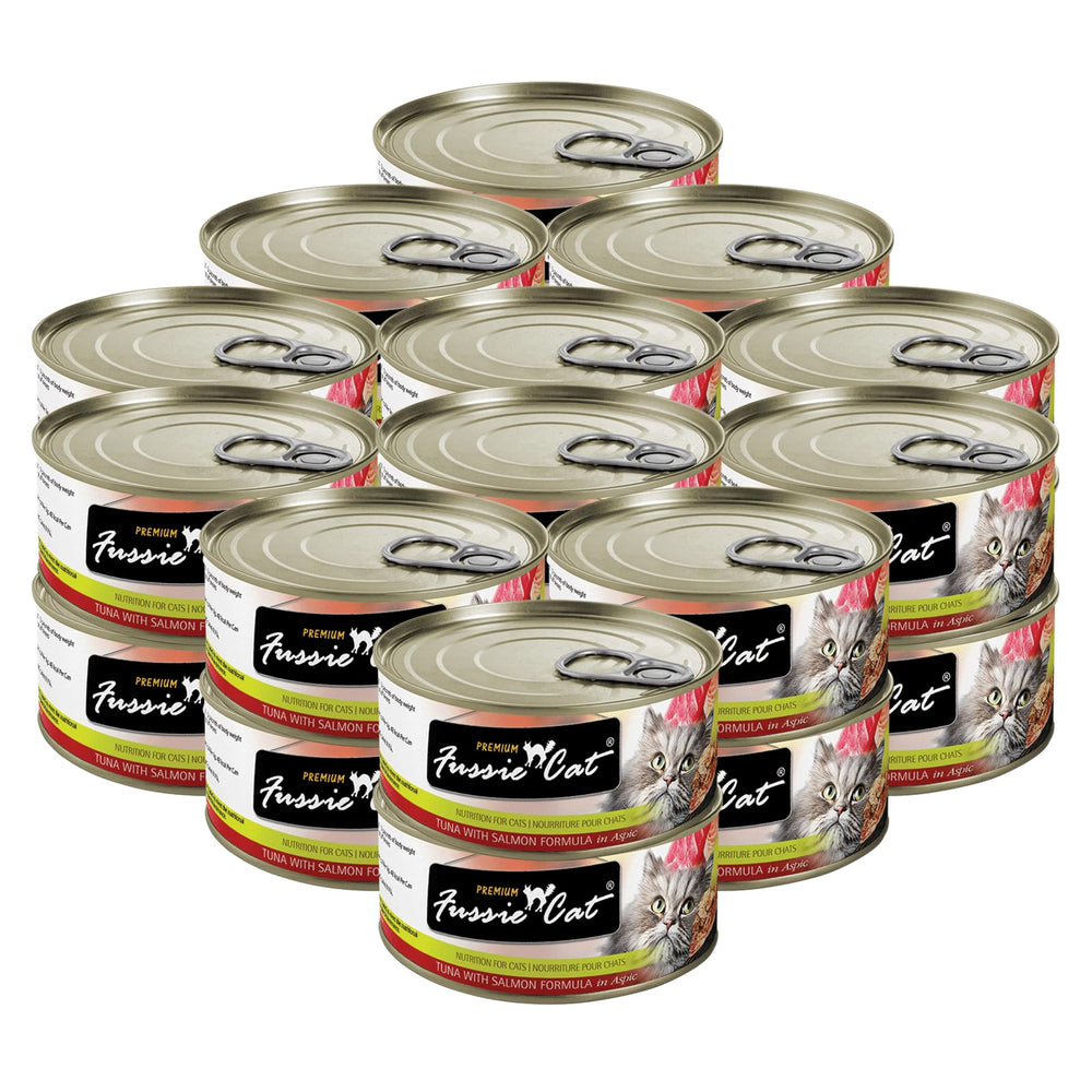 Fussie Cat Premium atún y salmón en aspic, lata: sabor nutritivo para todo el día