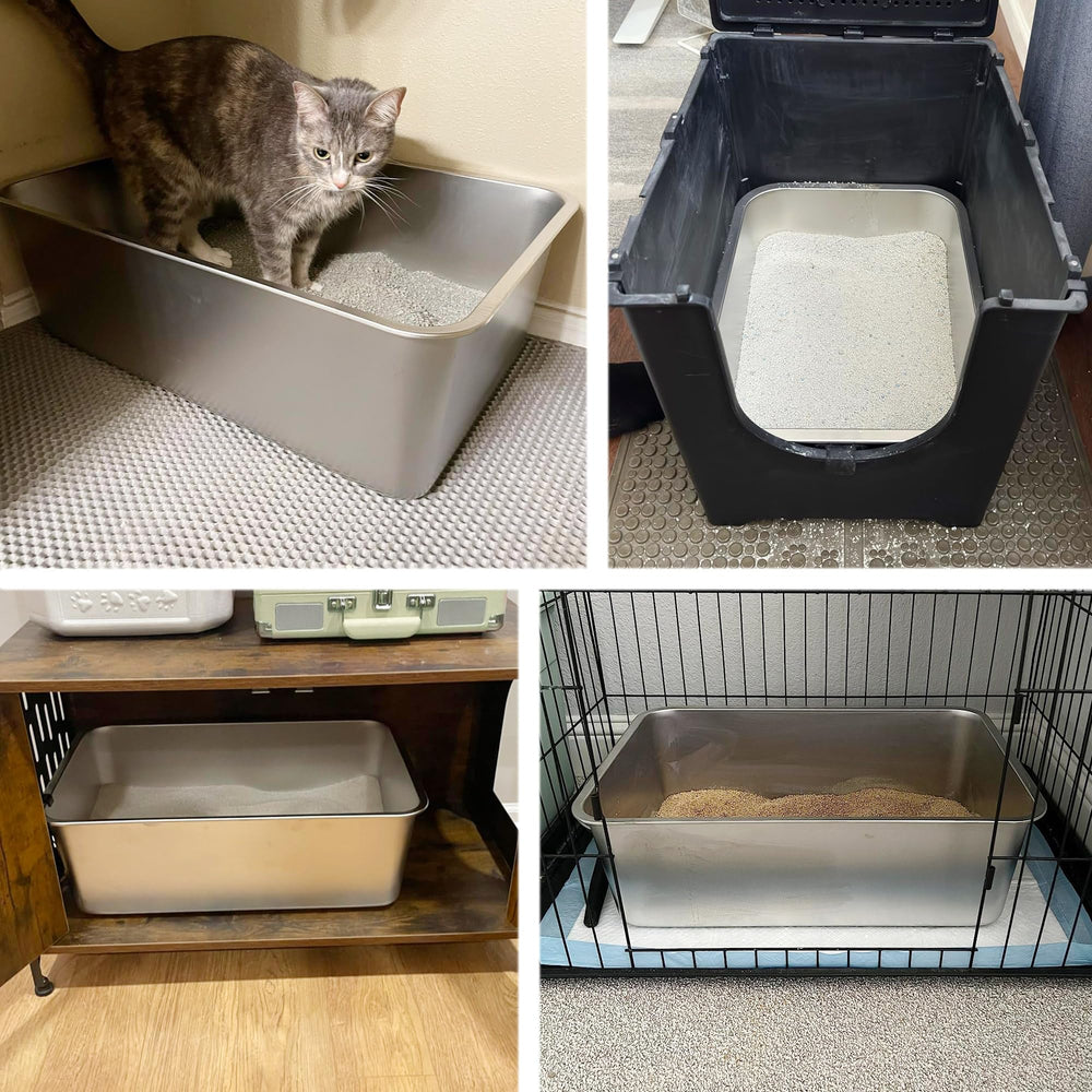 FUTAM caja de arena fácil de limpiar y duradera para varios gatos.