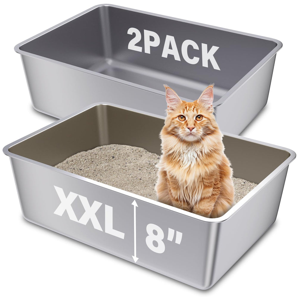 Caja FUTAM de acero inoxidable para gatos, tamaño XXL, amplio espacio para gatos grandes.