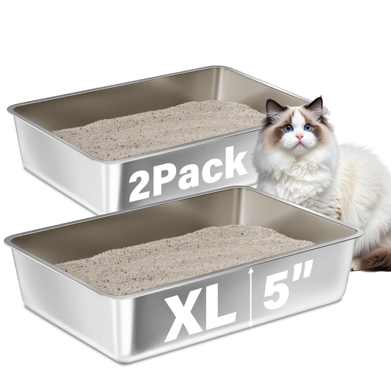 FUTAM caja arenero para gatos XL con amplio espacio para adultos