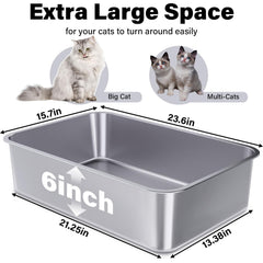 Bandeja FUTAM de 23.6 x 15.7 pulgadas, espacio cómodo para gatos adultos.