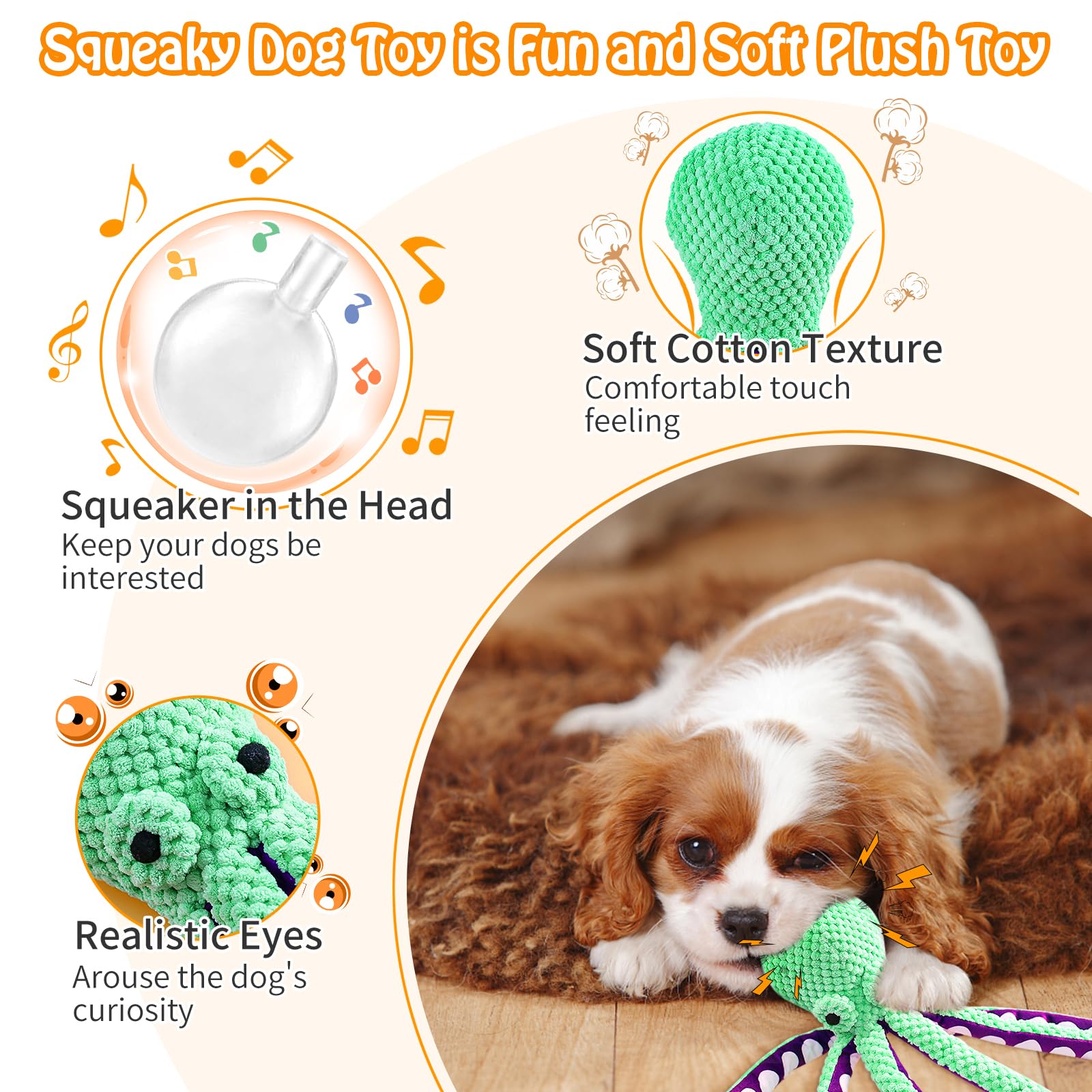 Fuufome, juguete de peluche de algodón tipo piña, suave y resistente para perros.