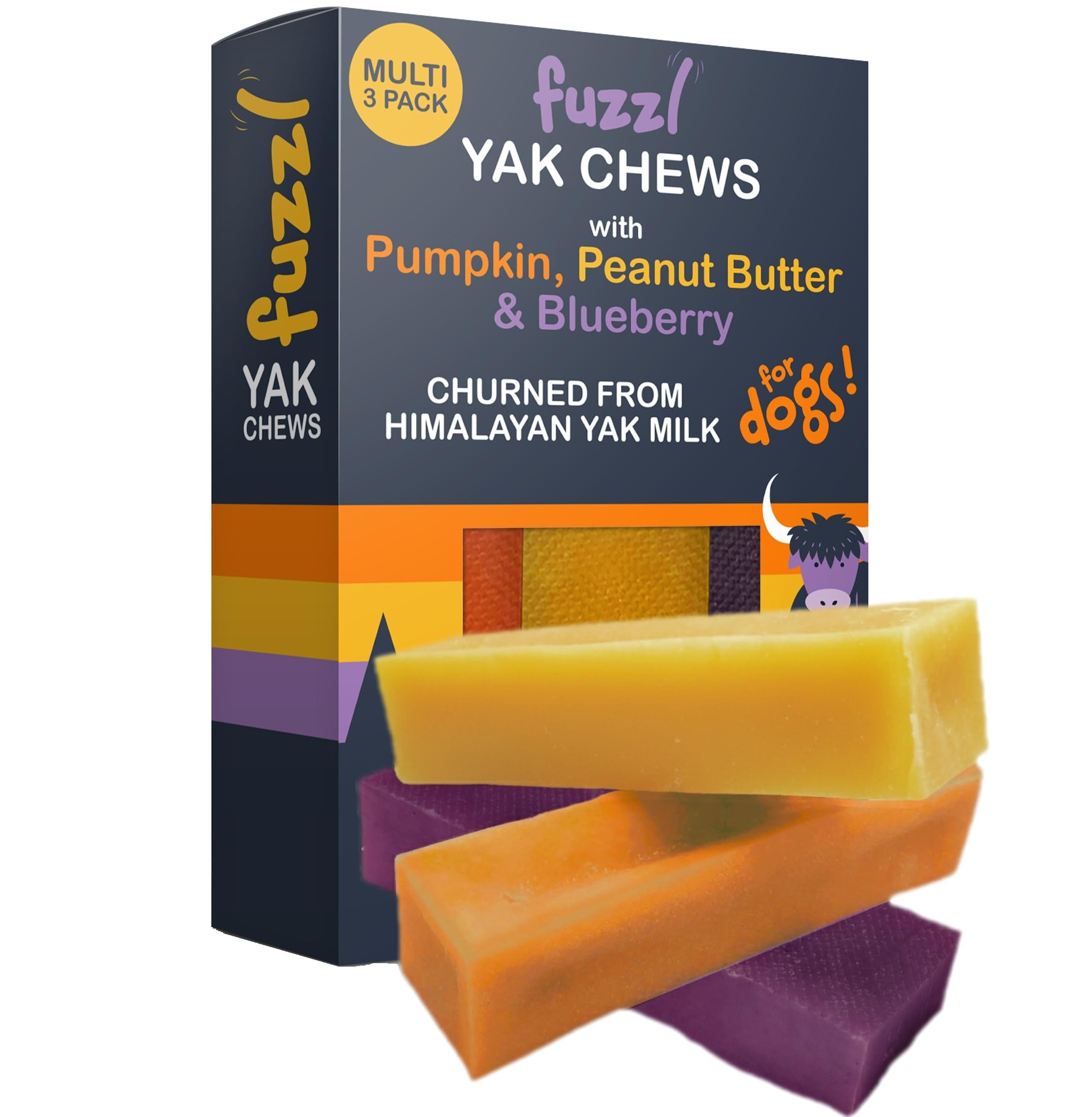 Fuzzl Yak Chews para perros de todos tamaños: uso diario recomendado.