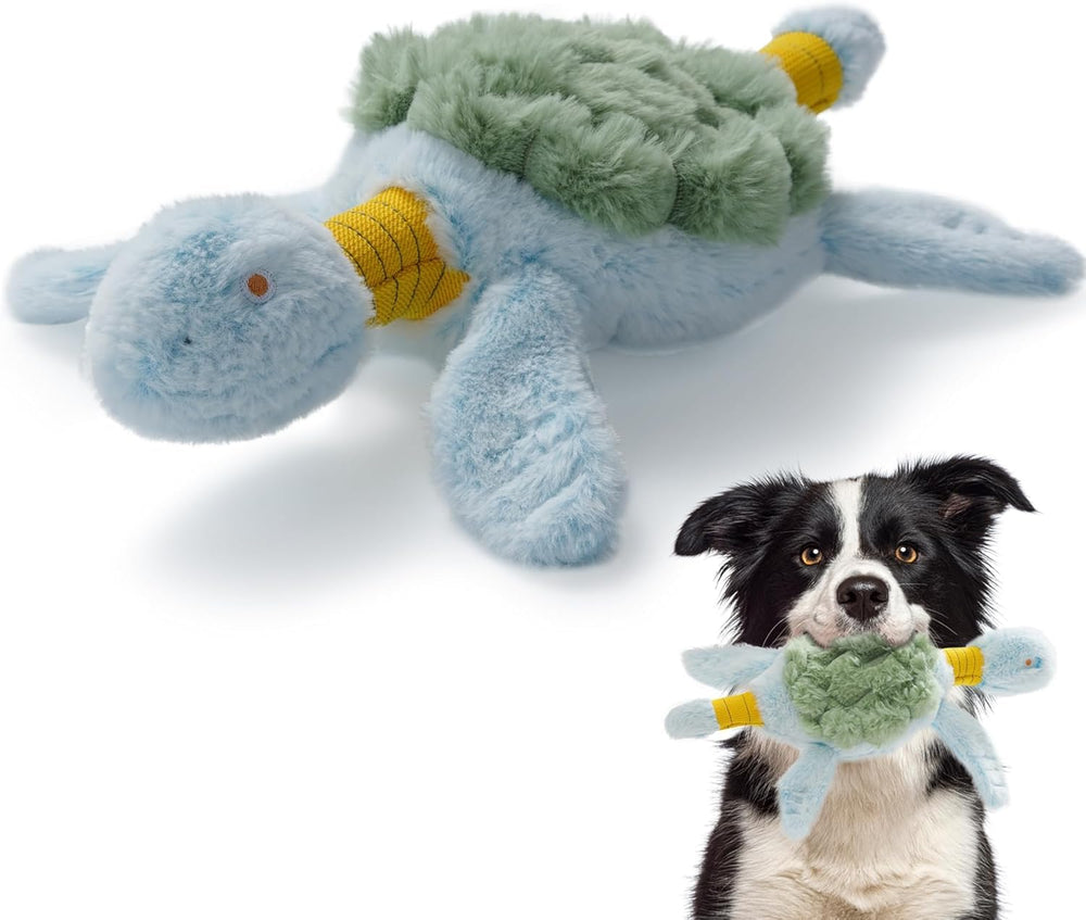 Fuzzwoof tortuga tira-juego para perros grandes, fortalece el vínculo durante el juego
