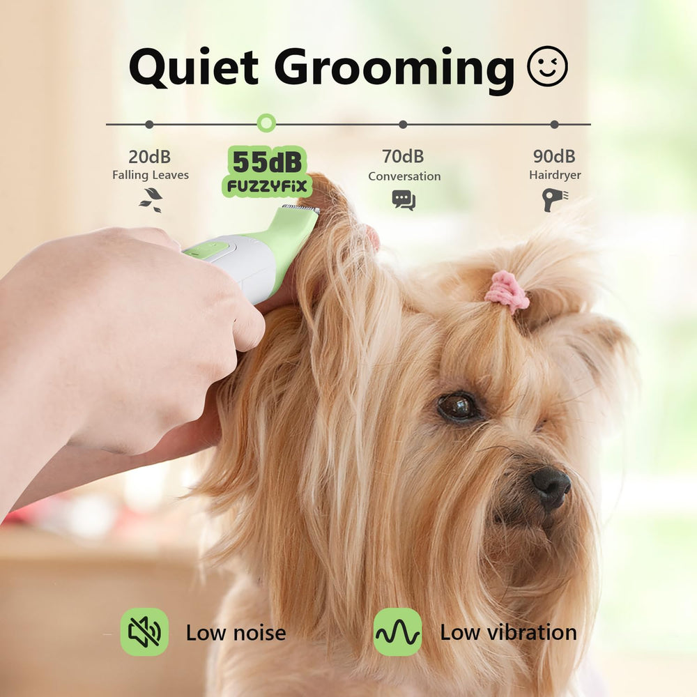 Cuchilla cerámica silenciosa de FuzzyFix para grooming suave.