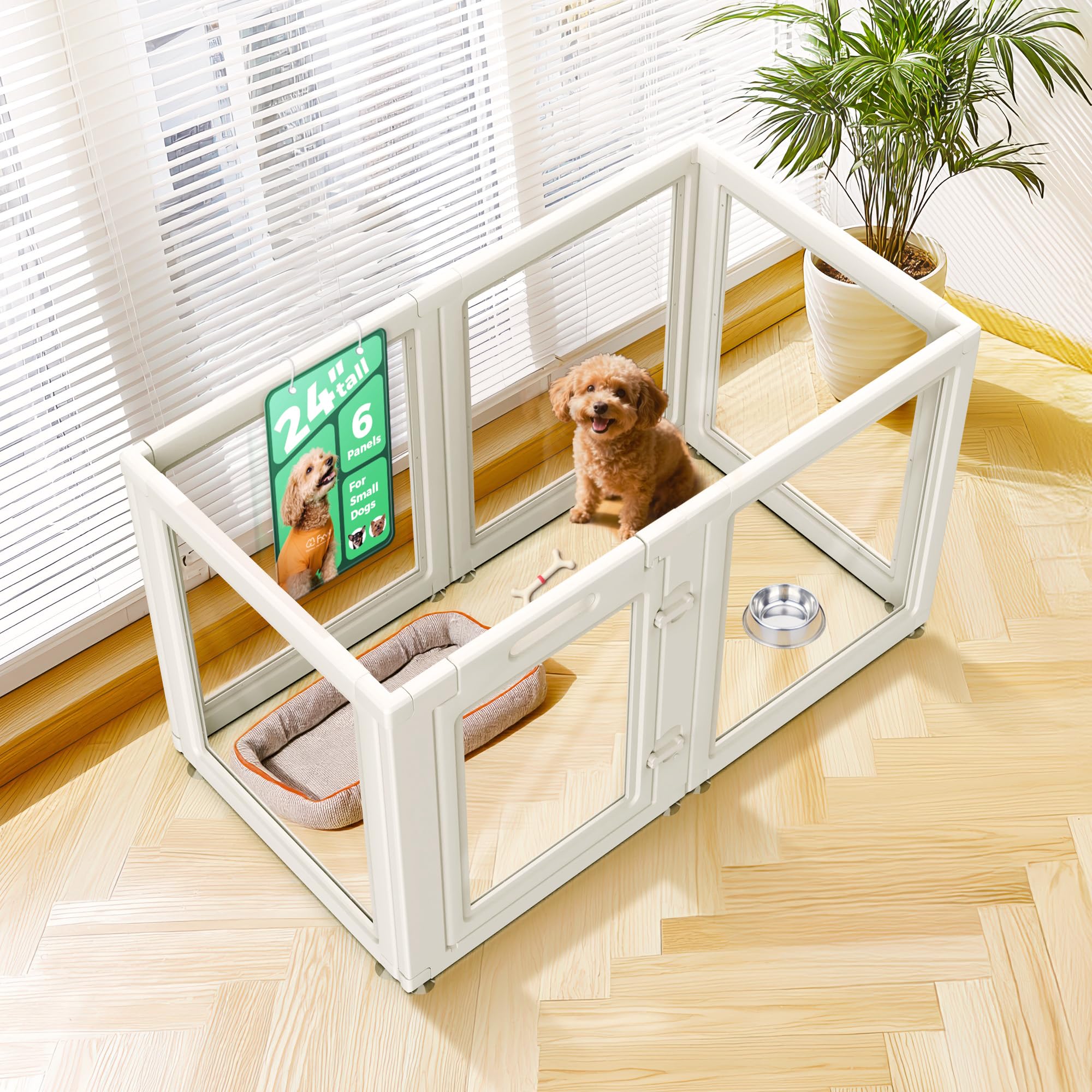 FXW AuraSpace corrales acrílicos con paneles transparentes para vigilar a tu perro