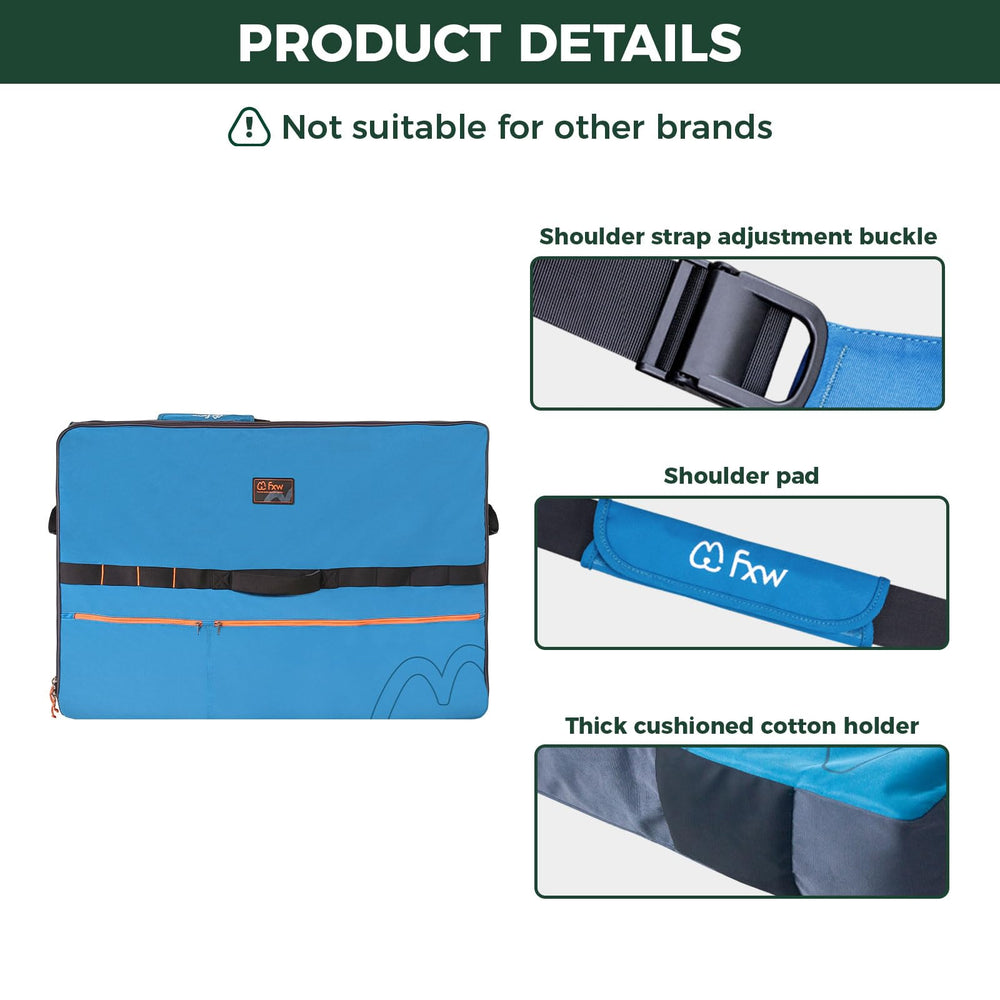 FXW: bolsillos frontales con cremallera para accesorios como platos y correas.