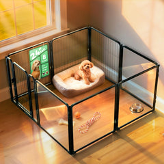 FXW corral para perros con panel acrílico transparente, visión clara para supervisión