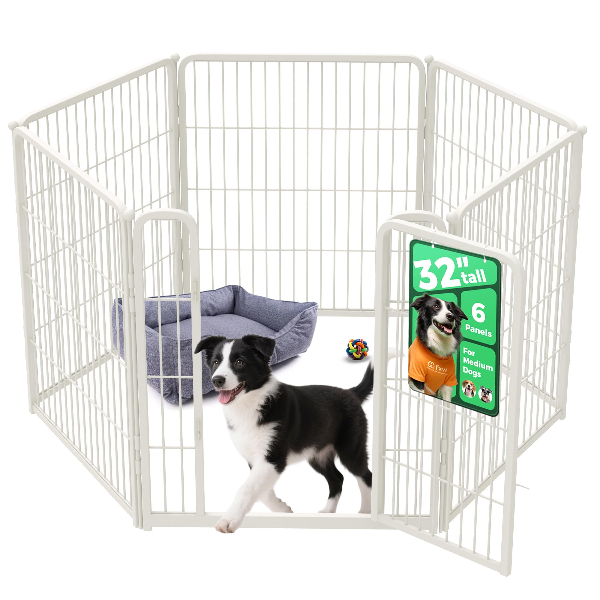 FXW Homeplus jaula de juego interna de 6 paneles blanco, para perros pequeños y medianos.