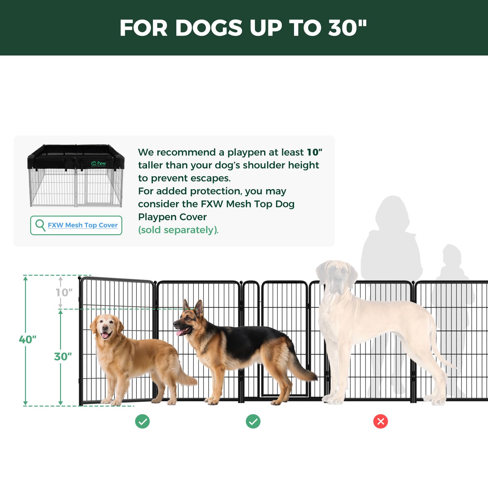 FXW Homeplus Unleashed paneles 6, ofrecen mayor adaptabilidad para perros grandes.