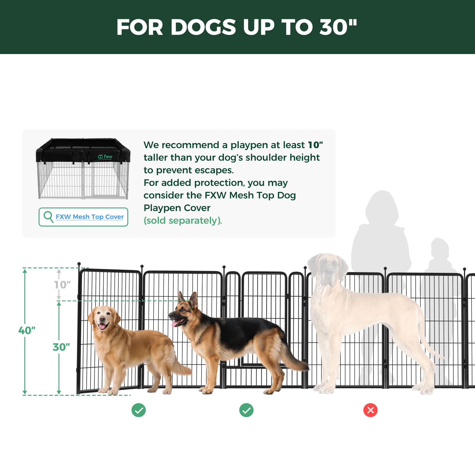 FXW Rollick: corral de 40 pulgadas para perros medianos y grandes.