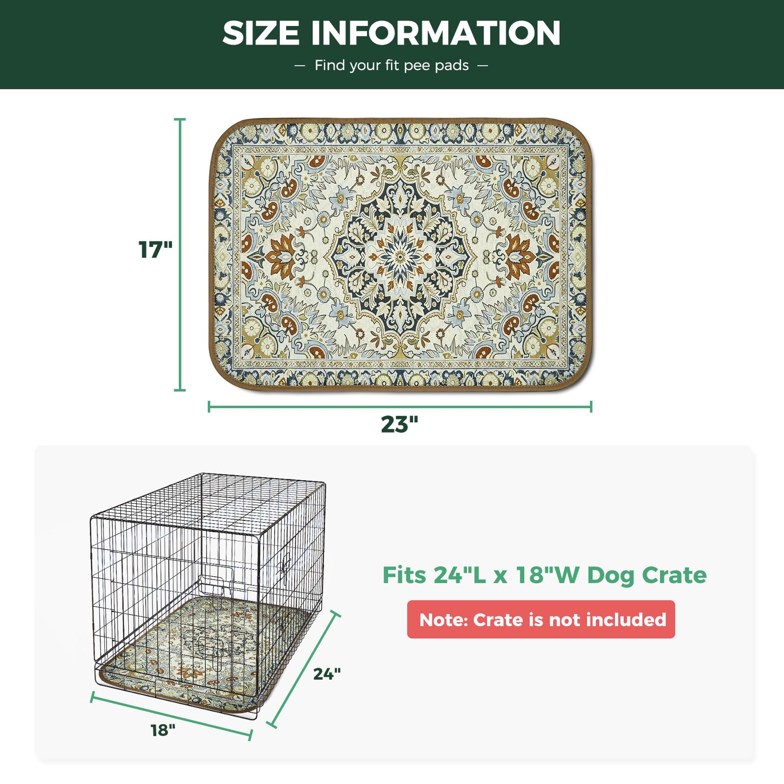 FXW tapete higiénico lavable para perro, rectángulo 17x23, protege la jaula