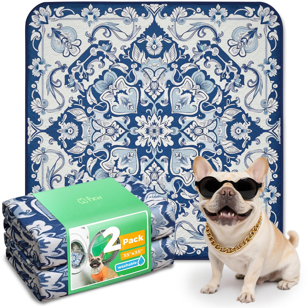 FXW tapete para perro 35 pulgadas con mandala azul para entrenamiento cómodo y limpio.