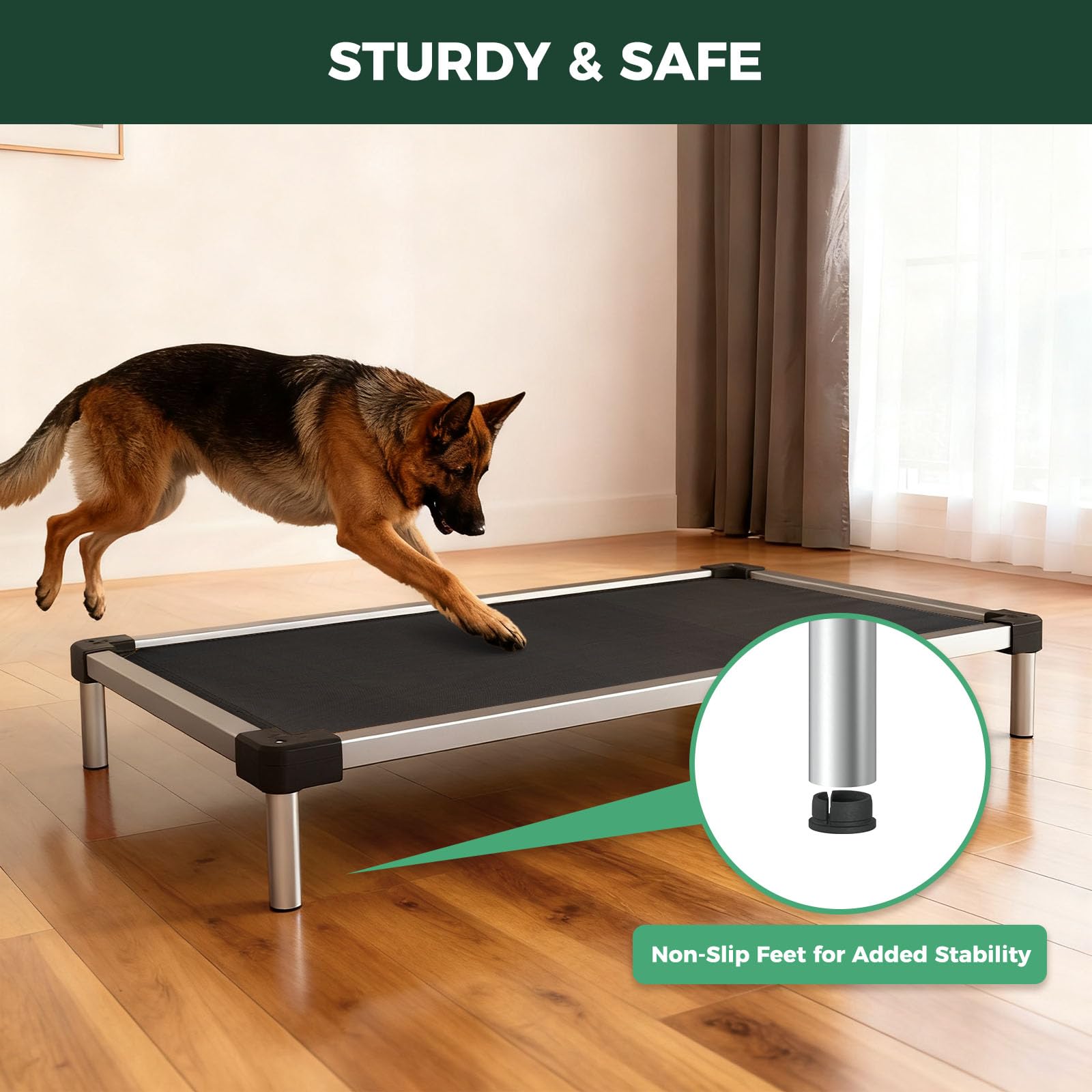 FXW TitanNest non-slip feet prevent shifting on slick floors.