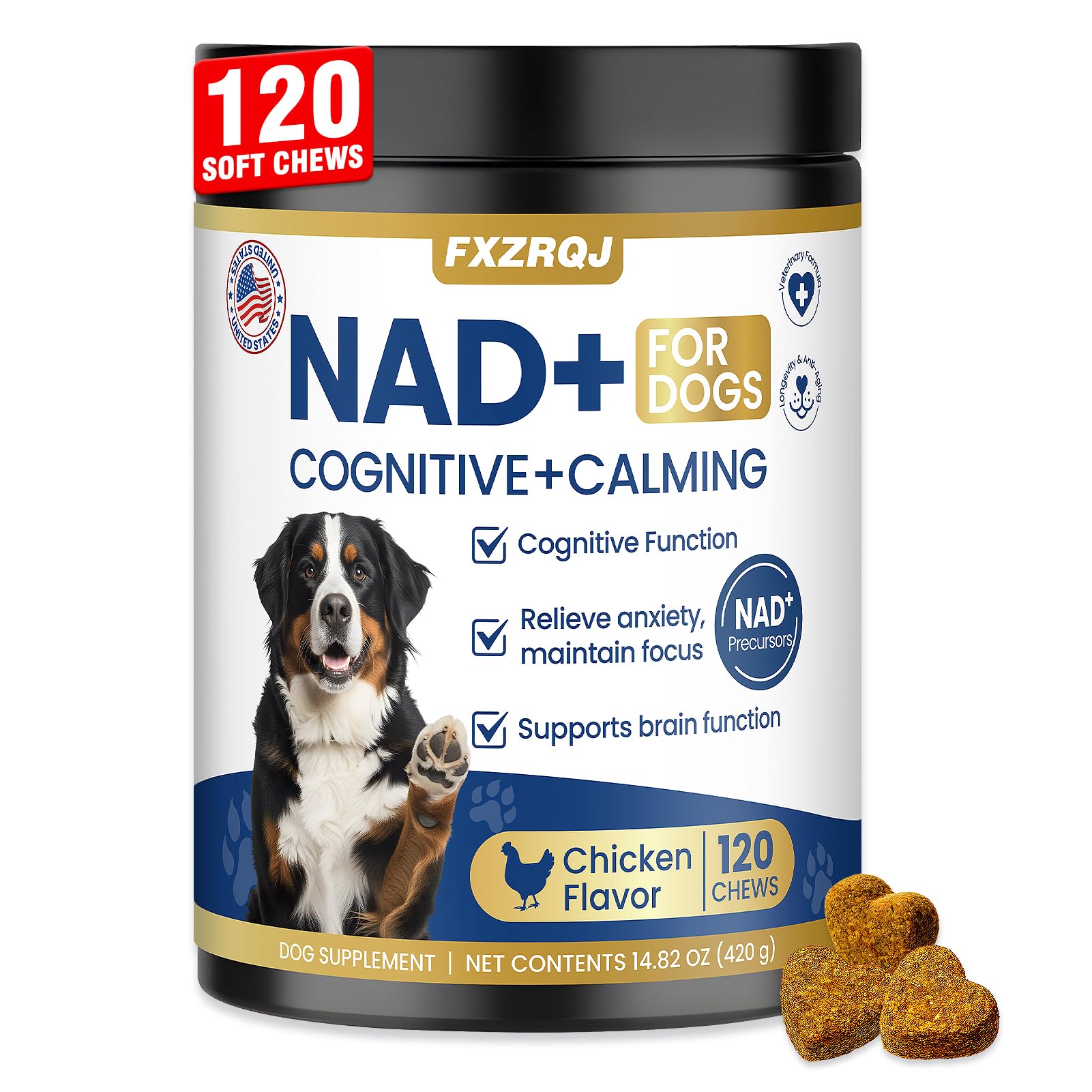 FXZRQJ golosinas suaves para perros ancianos que promueven calma y enfoque
